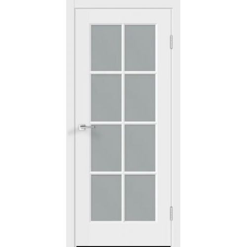 Межкомнатная дверь Velldoris, Scandi 4V, стекло "Английская решетка", белая эмаль