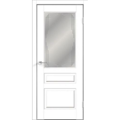 Межкомнатная дверь Velldoris, Villa 3V, стекло "Грани" . Цвет - белый эмалит.