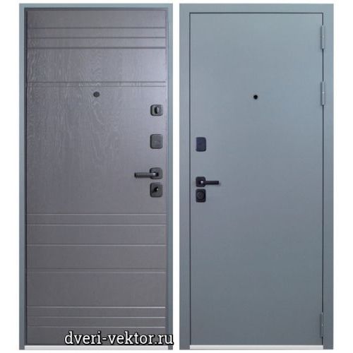 Входная дверь Эталон S-1, серый муар / ясень графит