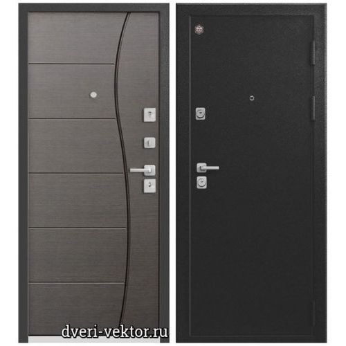 Входная дверь СибДвери, Агат А1, черный шелк / венге горизонт
