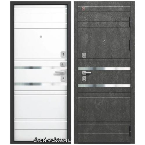Входная дверь Центурион C109, серый камень / серый муар / белый