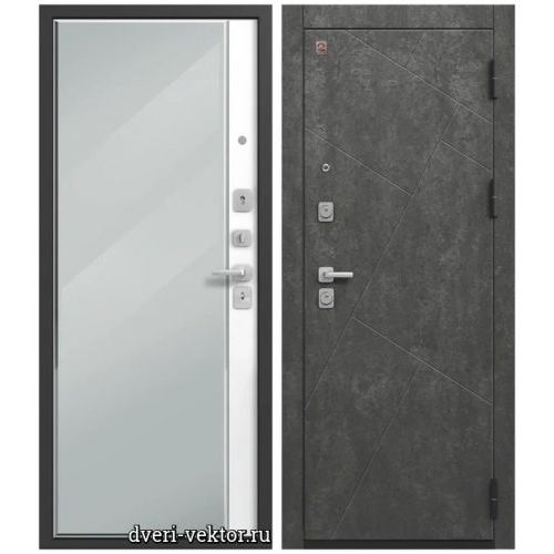 Входная дверь Центурион C114, серый камень / черный муар / белый