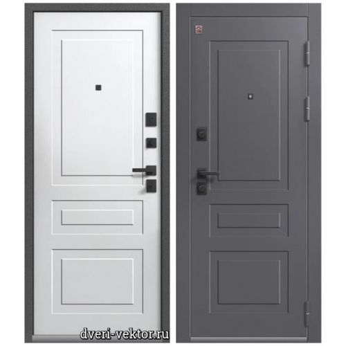 Входная дверь Центурион Lux-4, кашемир графит / антрацит муар / кашемир белый