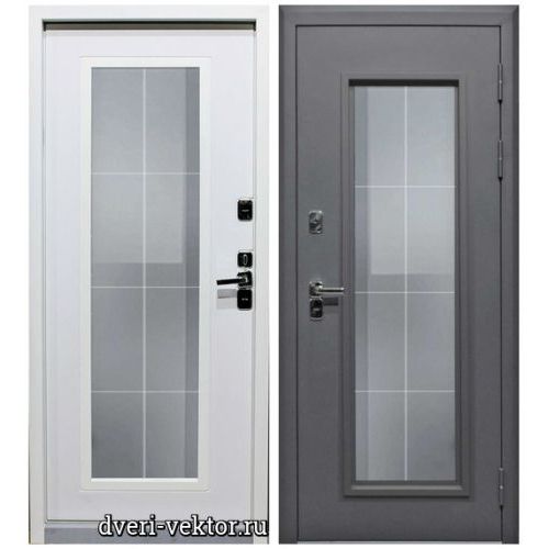 Входная дверь СибДвери, Новат, Термо Люкс со стеклопакетом, серый муар / белый