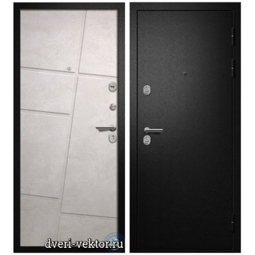Входная дверь Алмаз, Графит, черный шелк / бетон бежевый