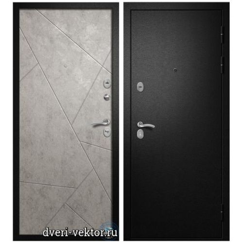 Входная дверь Алмаз, Турмалин new, шелк черный / бетон серый