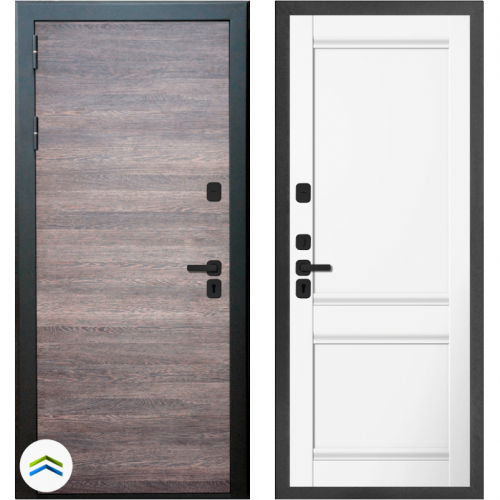 Входная дверь Лионо, М2, Айс 11, венге серый / софт белый. Комплект фурнитуры на квадратной розетке, цвет - черный. 