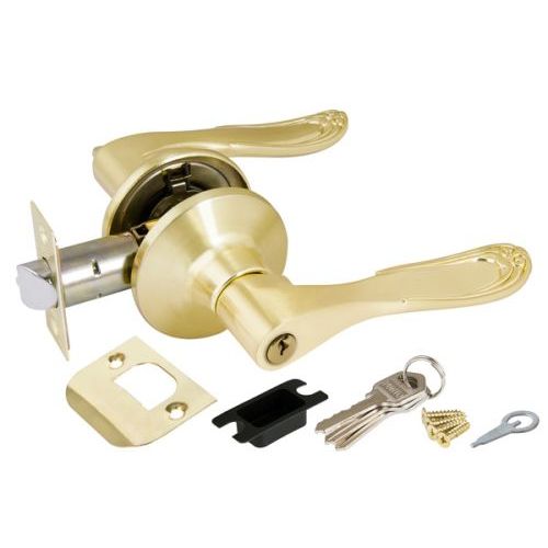 Ручка-защелка ключ / фиксатор дверная Punto 6030 E. Цвет - золото матовое.
