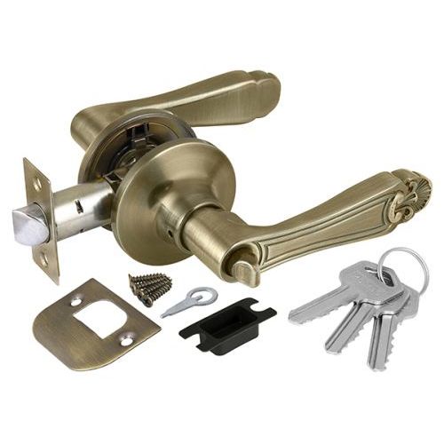 Ручка-защелка ключ / фиксатор дверная Punto 6037 E. Цвет - бронза.