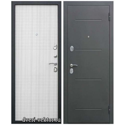 Входная дверь Ferroni, 7,5 см Гарда Муар, черный муар / белый ясень