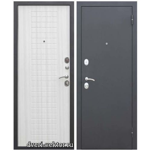 Входная дверь Ferroni, Гарда Муар 8 мм, черный муар / белый ясень