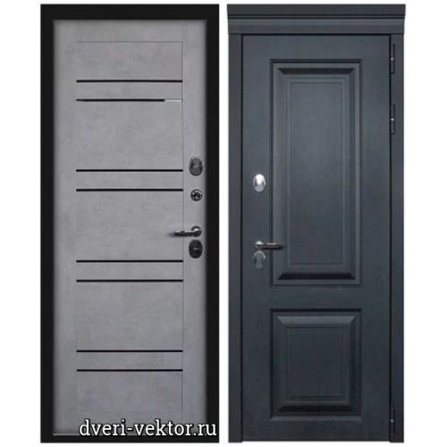 Входная дверь Termika, Лайн, лофт черный / бетон снежный