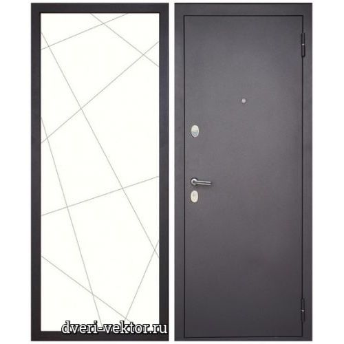 Входная дверь Монарх М1-2, Геометрия, черный муар / софт белый
