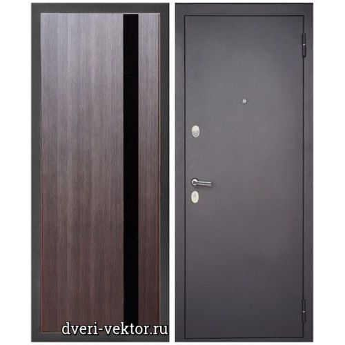 Входная дверь Монарх М1-3, Вертикаль, черный муар / венге рифленый