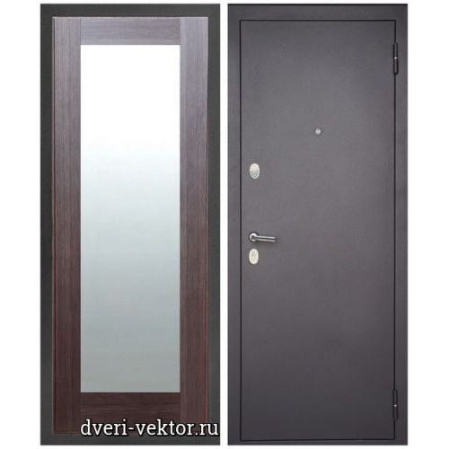 Входная дверь Монарх М1-5, Зазеркалье, черный муар / венге рифленый