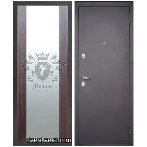 Входная дверь Монарх М1-5, Стиль 1, черный муар / венге рифленый