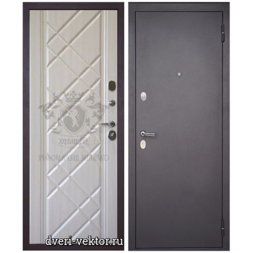 Входная дверь Монарх М1-2, Кристалл, черный муар / лиственница беж