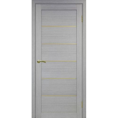 Межкомнатная дверь Optima Porte, Турин 501.1 АПП. Цвет - дуб серый. Молдинг золото.
