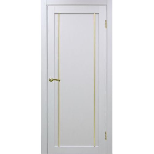 Межкомнатная дверь Optima Porte, Турин 522.2111 АПП. Цвет - белый лед. Молдинг золото.