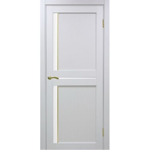 Межкомнатная дверь Optima Porte, Турин 523.221 АПС. Цвет - белый лед. Молдинг золото.