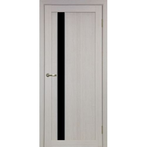 Межкомнатная дверь Optima Porte, Турин 528.121 АПП. Цвет - дуб беленый. Лакобель черный. Молдинг хром.