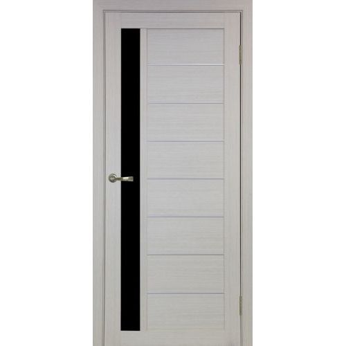 Межкомнатная дверь Optima Porte, Турин 554.21 АПП. Цвет - дуб беленый. Лакобель черный. Молдинг хром.