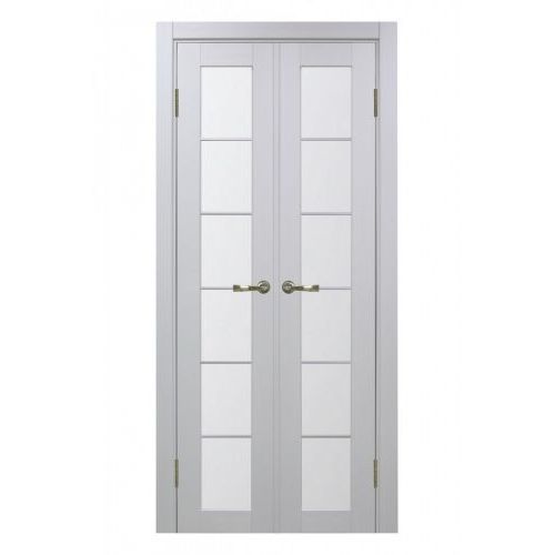 Межкомнатная дверь Optima Porte, Турин 501.2 АСС. Цвет - белый лед. Молдинг хром. Двухстворчатая.
