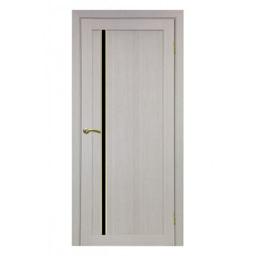 Межкомнатная дверь Optima Porte, Турин 527.121 АПС. Цвет - дуб беленый. Лакобель черный. Молдинг золото.