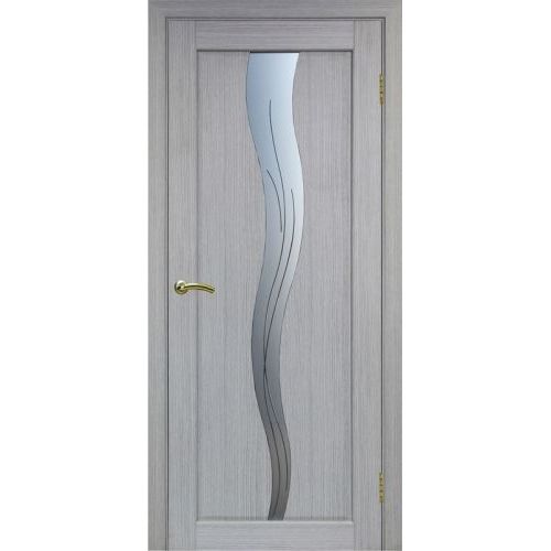 Межкомнатная дверь Optima Porte, Сицилия 730.21. Цвет - дуб серый. Стекло "Линии".