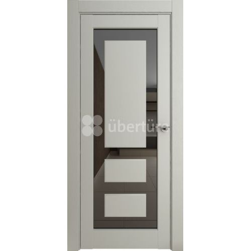 Межкомнатная дверь Uberture (Убертюре), Нео ПДО 00005. Цвет - серена светло-серый. Стекло - лакобель черный.