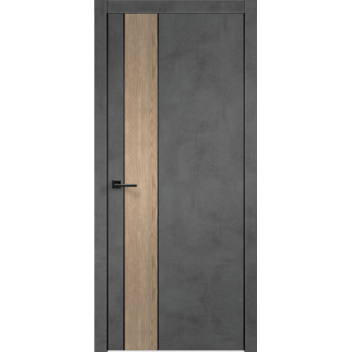 Межкомнатная дверь Velldoris, Techno Black Duo 2, глухое, с алюминиевой кромкой. Цвет - муар темно-серый + дуб европейский.
